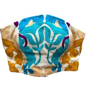 Linen floral vintage crop top